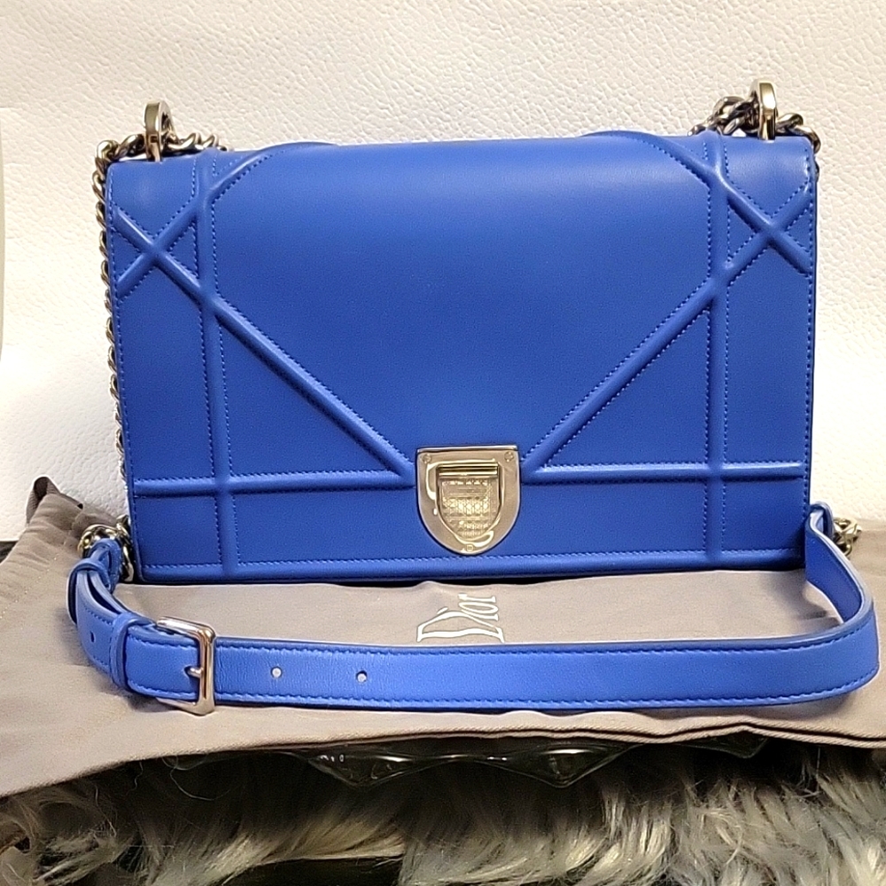 DIOR Diorama Medium Flap Blue Oxluxe 2 bag way